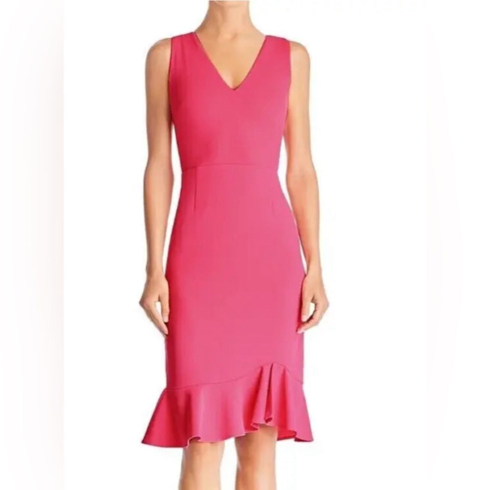 Betsey Johnson Women’s Size 8 Pink Sleeveless V Neck Ruffle Hem Dress